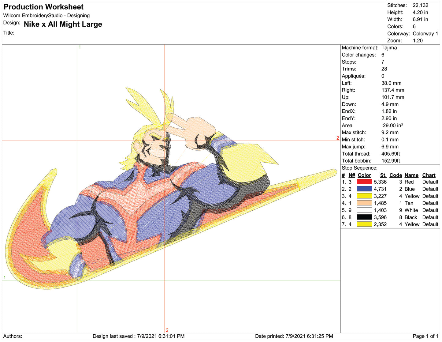 All Might Swoosh v2 Embroidery Design Files - 3 Size's