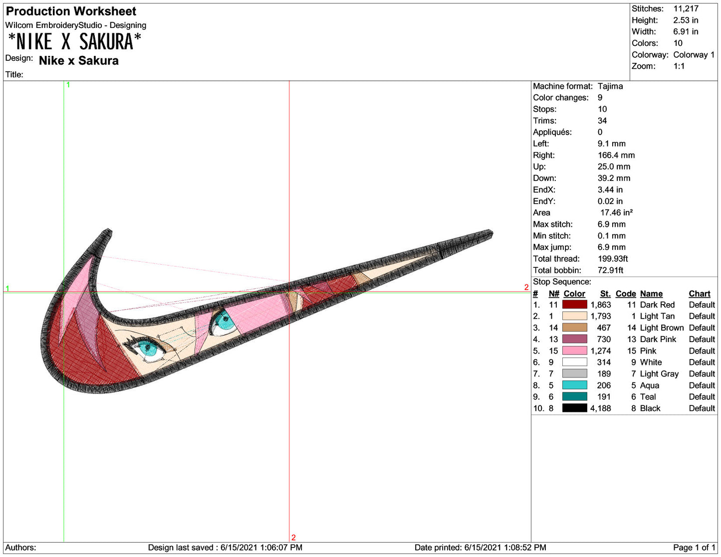 Sakura Haruno Swoosh Embroidery Design Files - 4 Size's