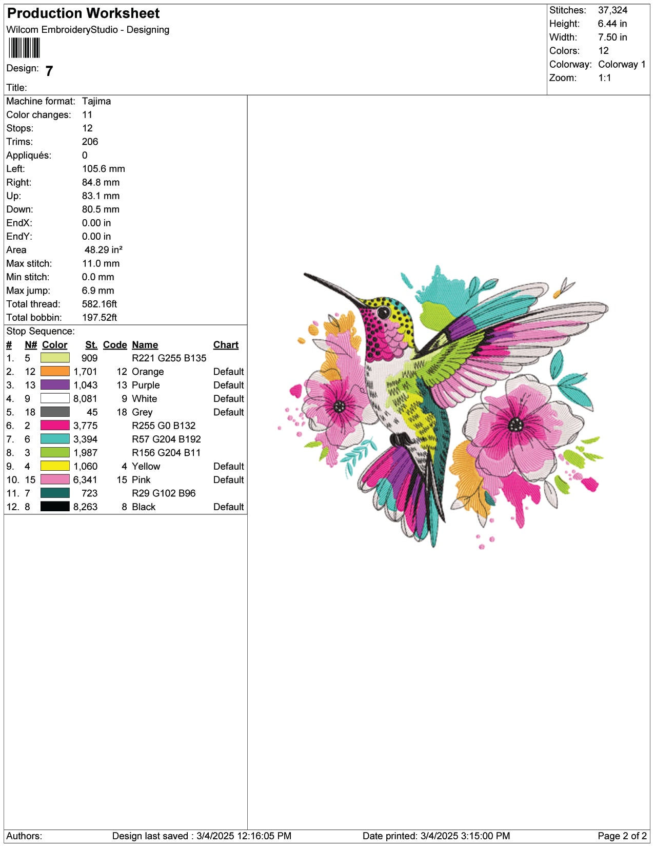 Colorful Hummingbird Splash Embroidery Design Files - 9 Size's