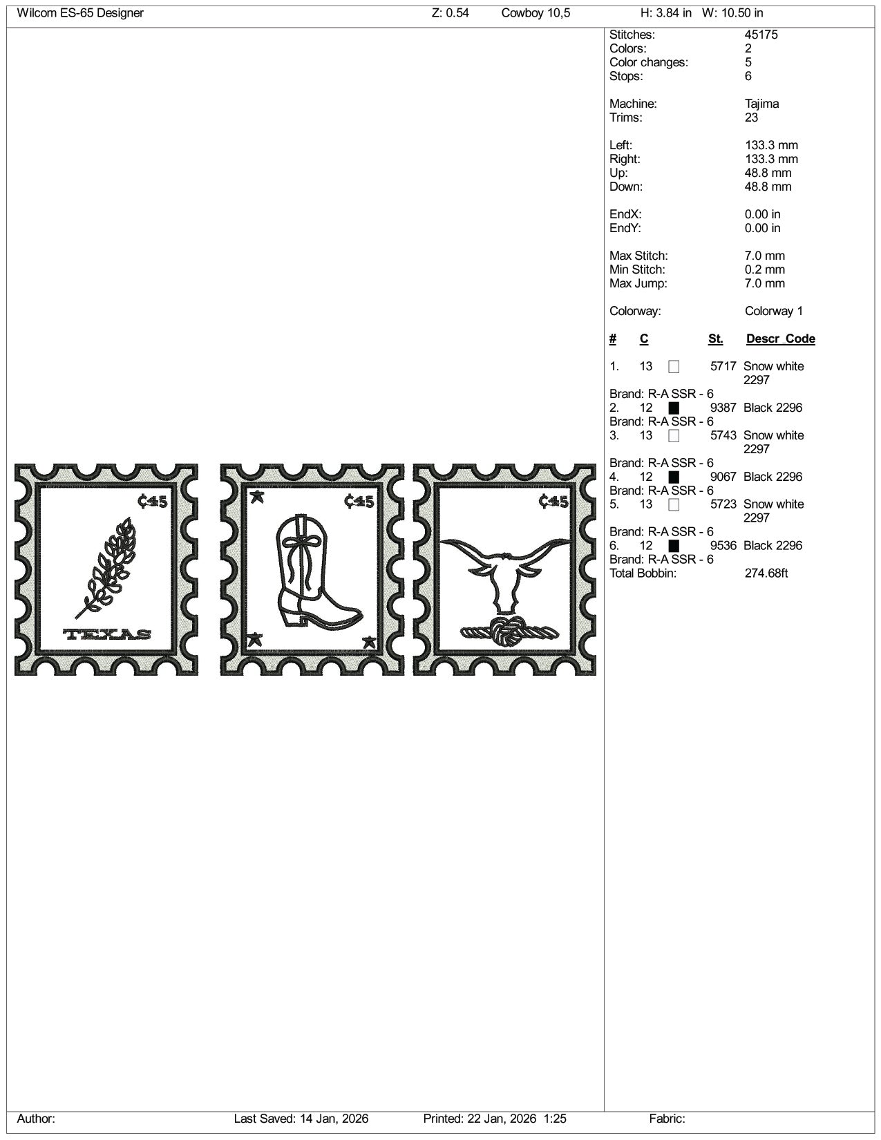 Cowboy Stamps Embroidery Design Files - 2 Size's