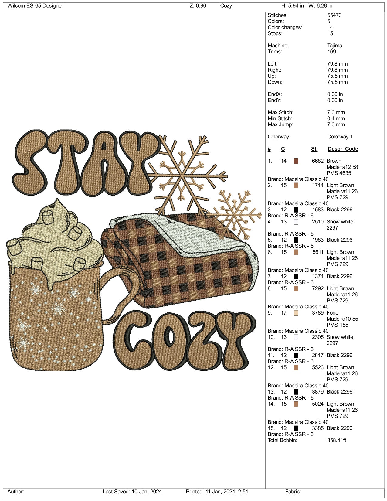Archivos de diseño de bordado Stay Cozy - 3 tamaños