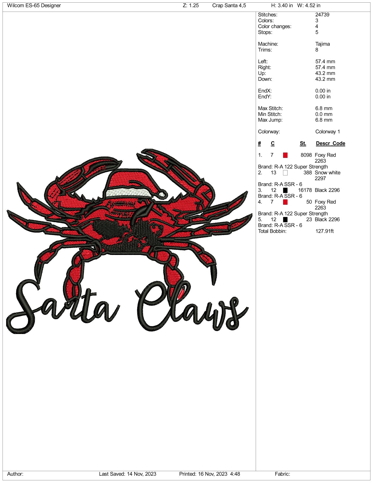 Archivos de diseño de bordado de garras de Papá Noel - 3 tamaños