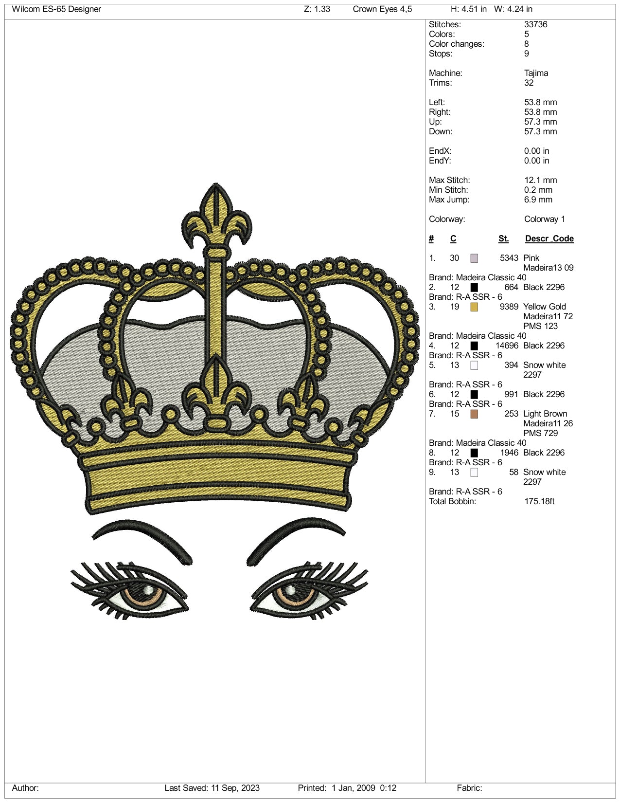 Archivos de diseño de bordado Queen EYE - 3 tamaños