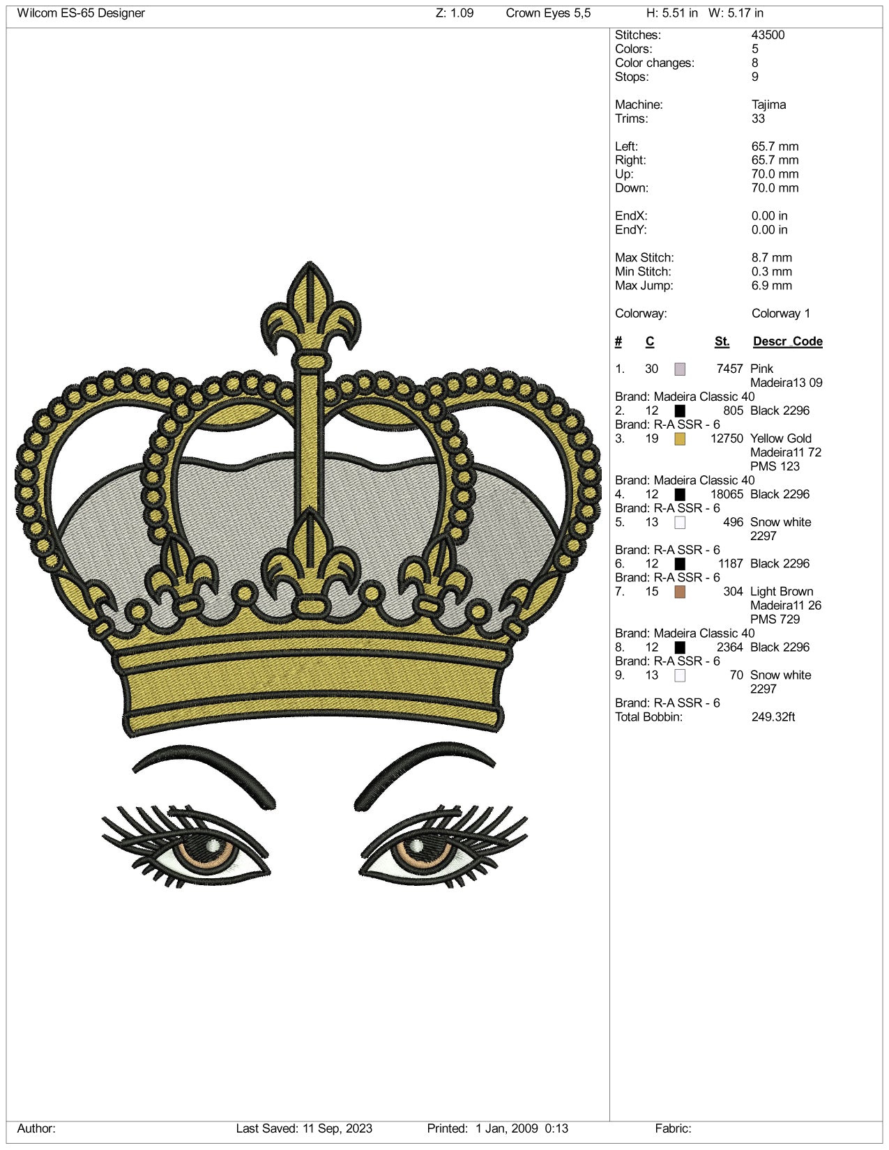 Archivos de diseño de bordado Queen EYE - 3 tamaños