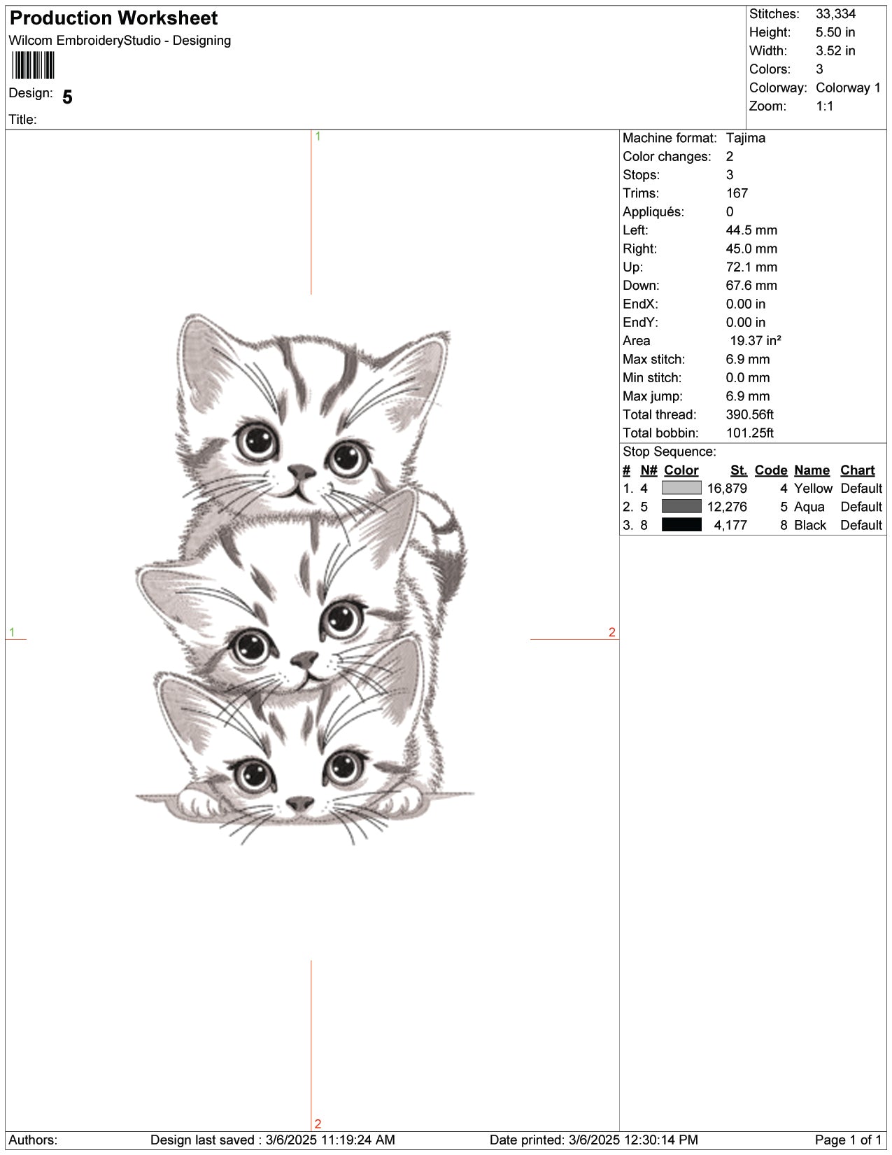 3 Cute Cats Embroidery Design Files - 9 Size's