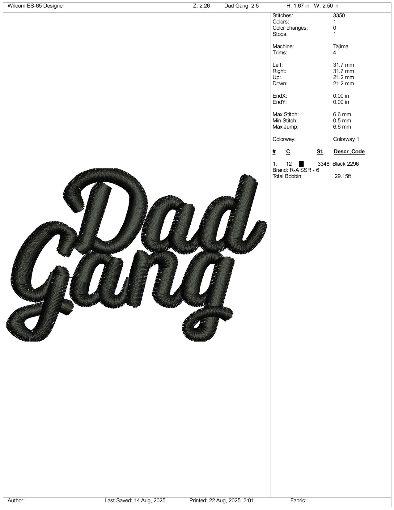 Dad Gang Embroidery Design Files - 3 Size's