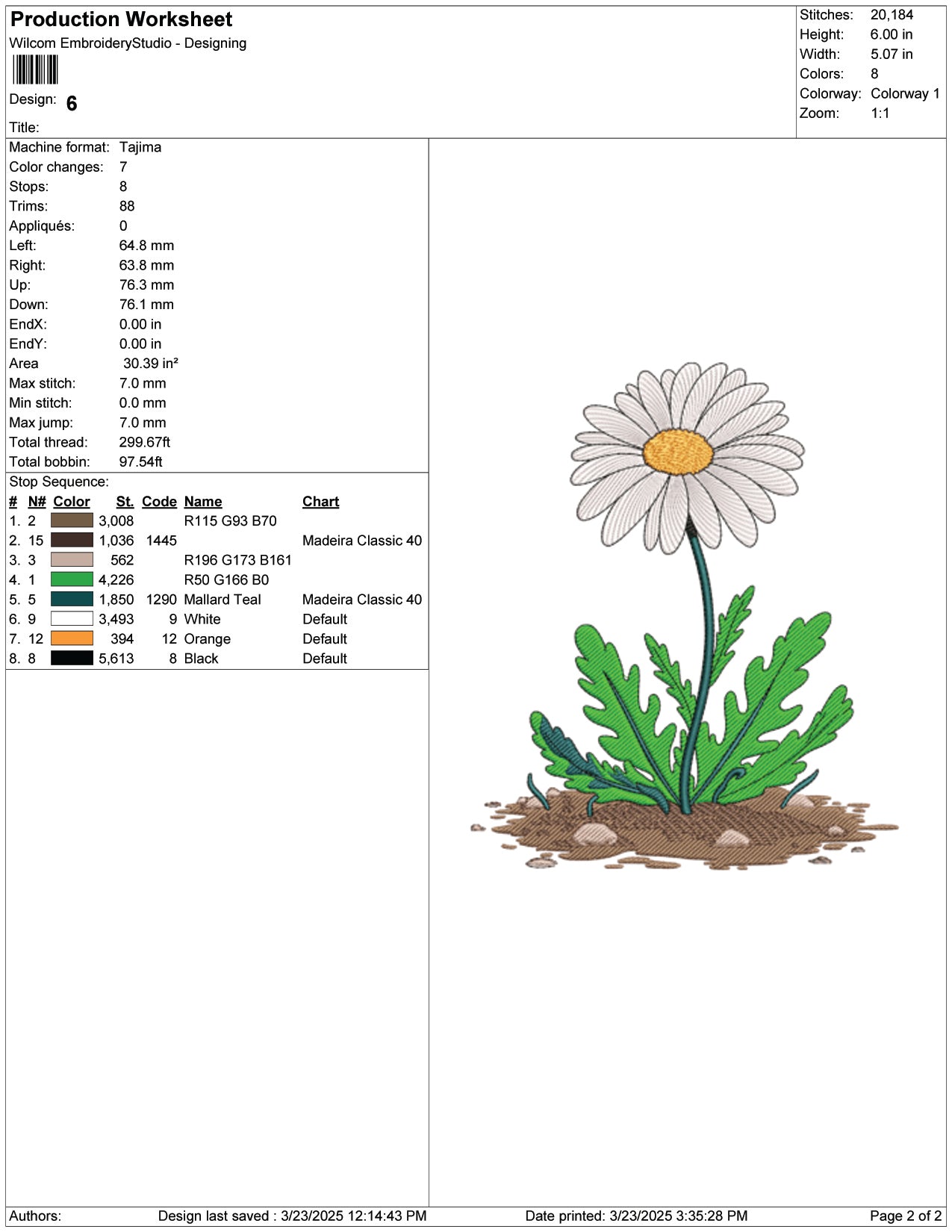 Daisy in Bloom Embroidery Design Files - 9 Size's