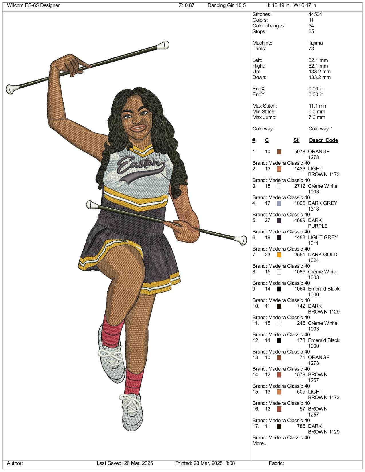 Cheerleader Embroidery Design Files - 3 Size's