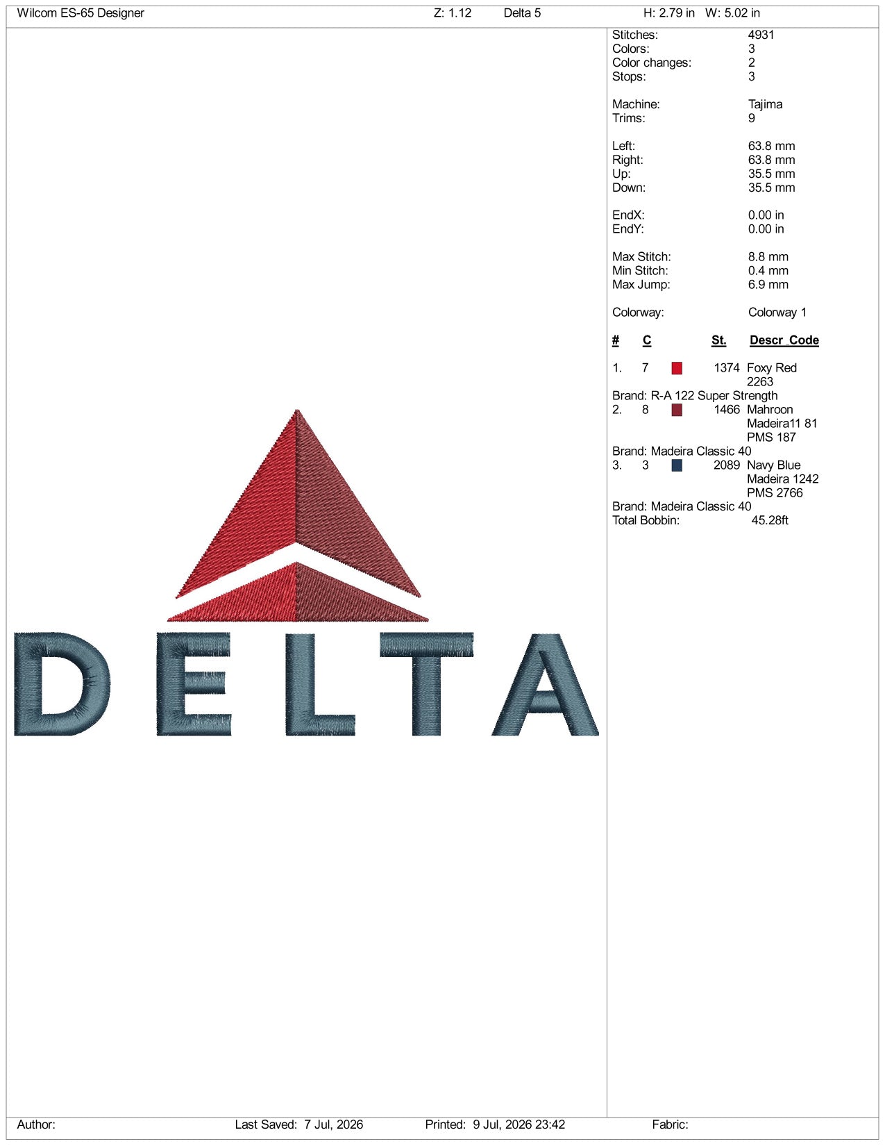 Delta Logo Embroidery Design Files - 3 Size's