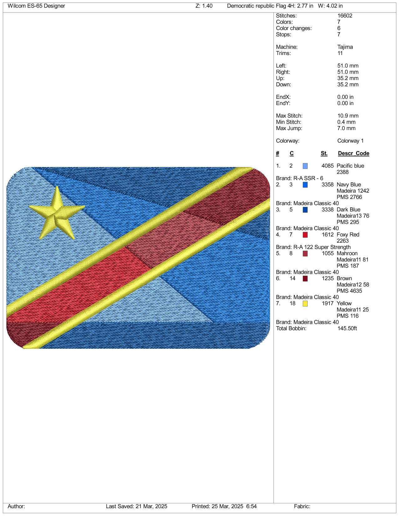 Democratic Republic of Congo Flag Embroidery Files - 3 Size's