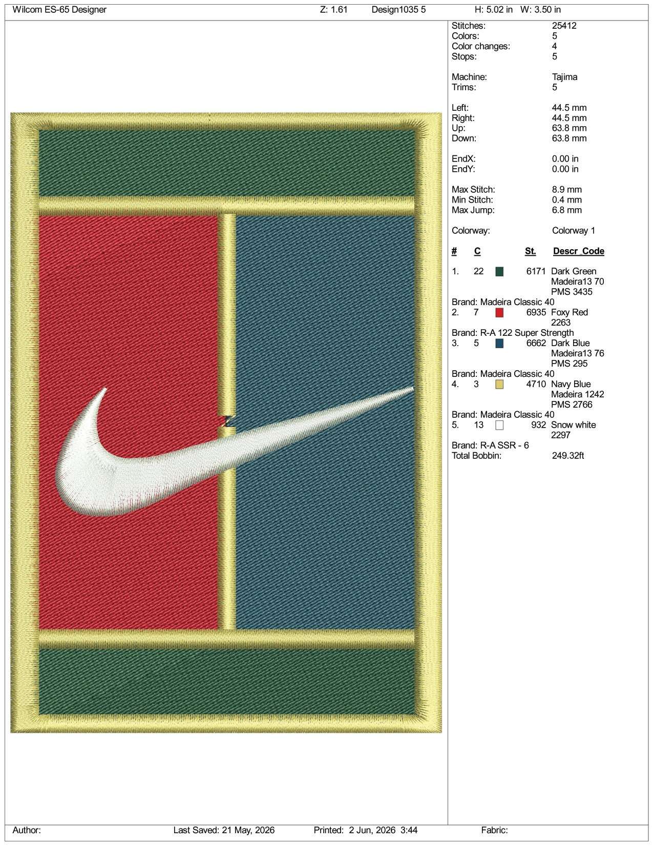 Nike Tennis Logo Embroidery Design Files - 3 Size's