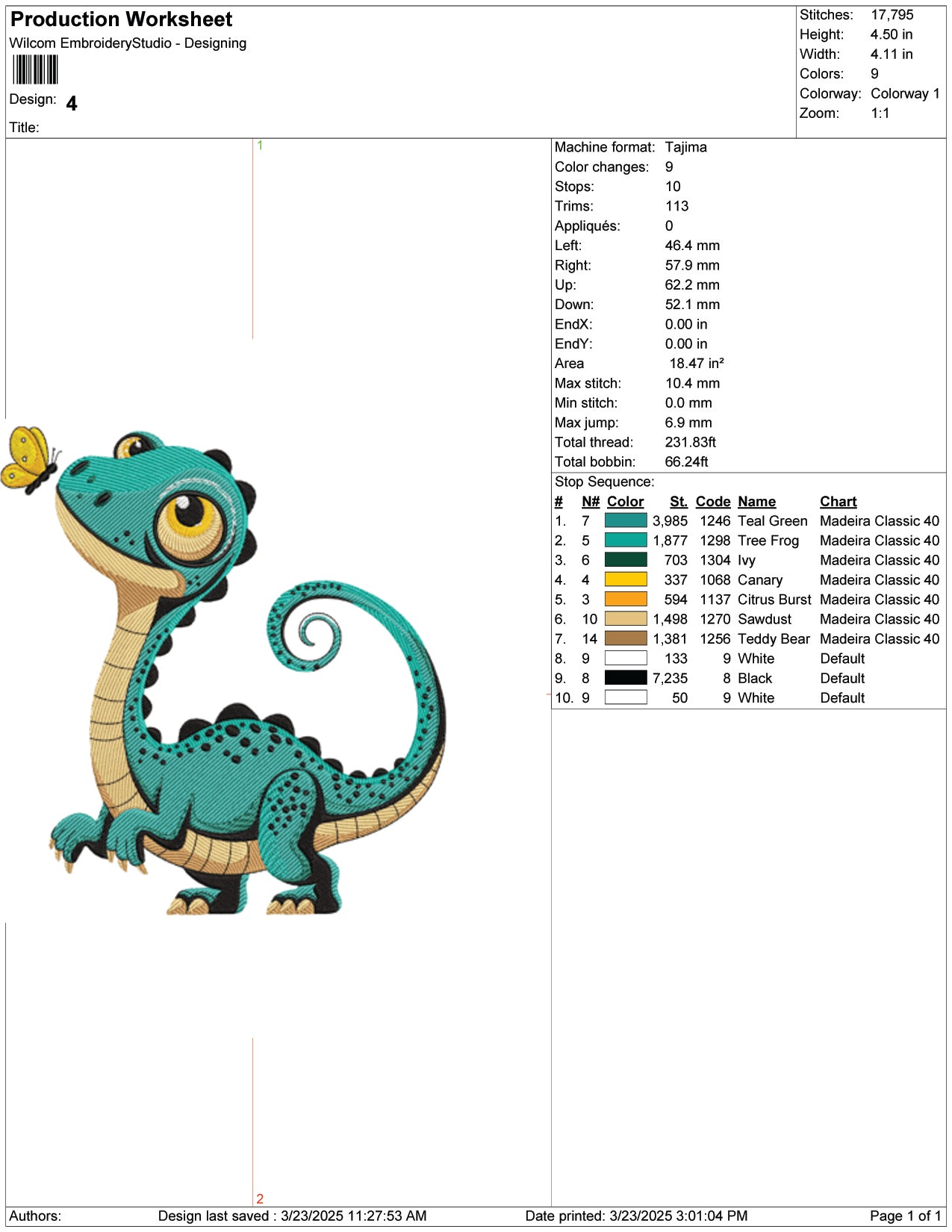 Dino and Butterfly Embroidery Design Files - 9 Size's