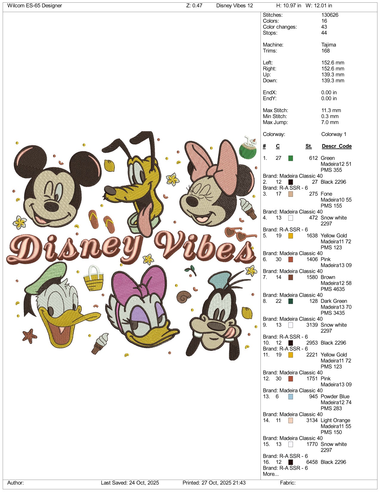 Disney Vibes Embroidery Design Files - 4 Size's