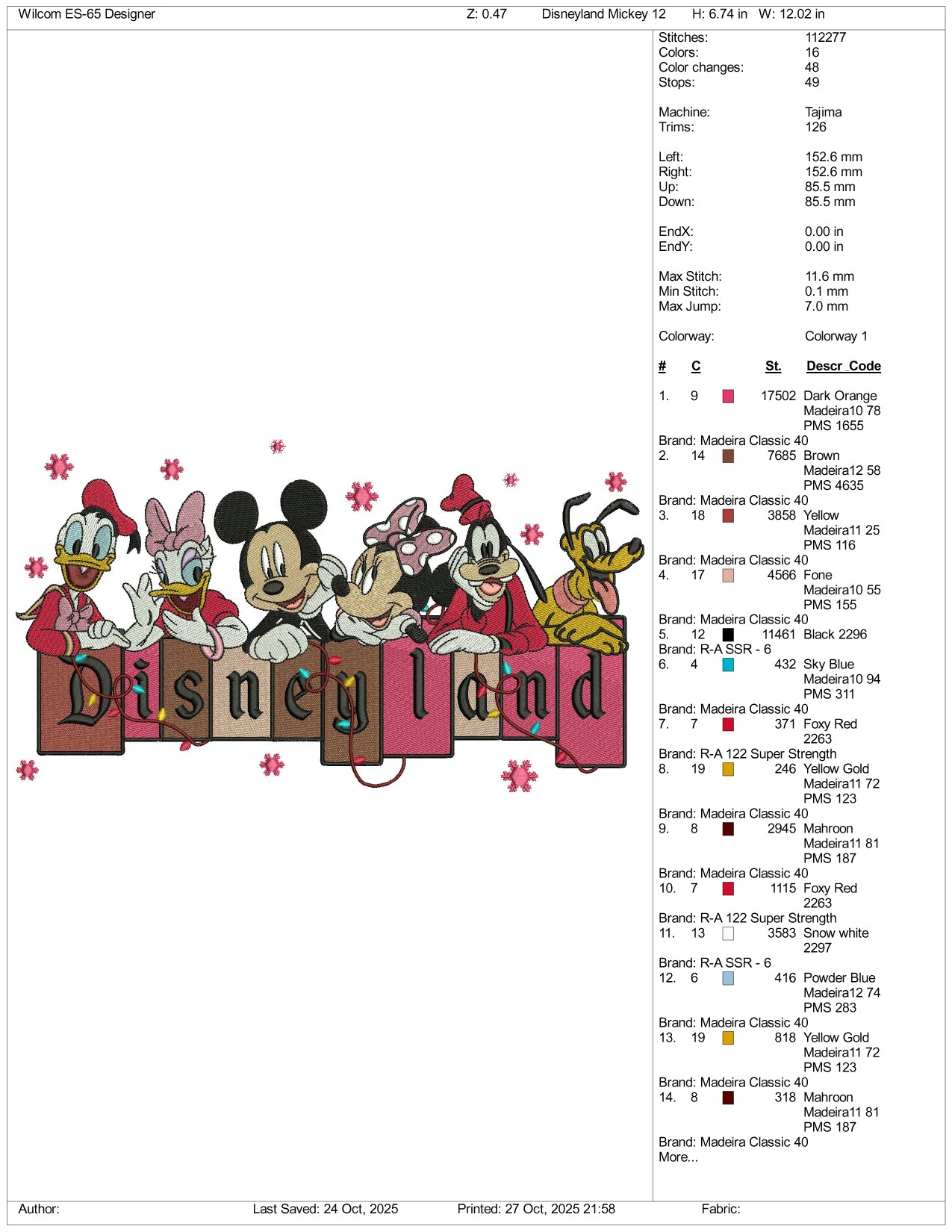 Disneyland Friends v2 Embroidery Design Files - 4 Size's