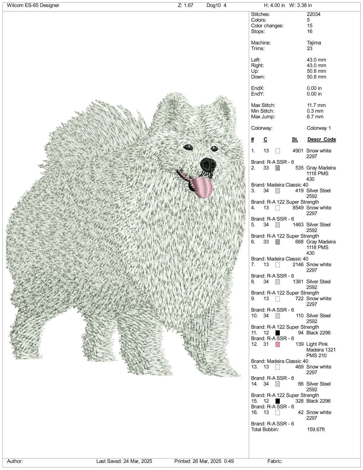 Dog v16 Embroidery Design Files - 3 Size's