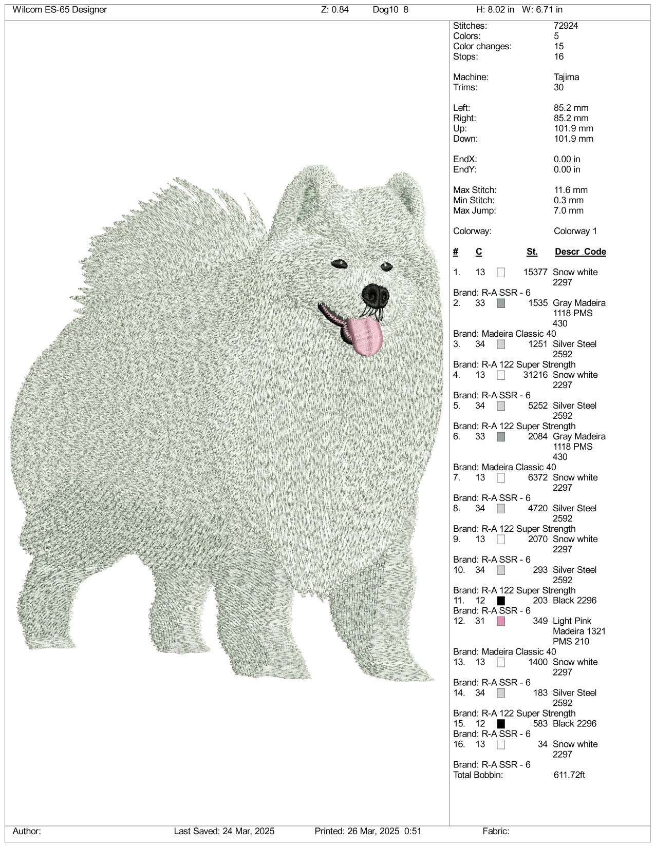 Dog v16 Embroidery Design Files - 3 Size's