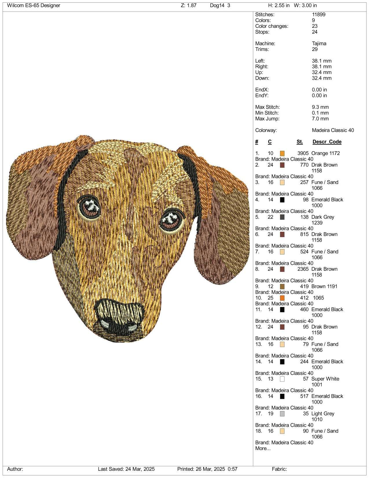 Dog v20 Embroidery Design Files - 3 Size's