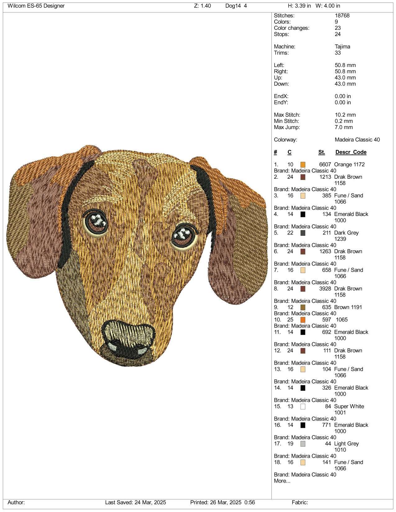 Dog v20 Embroidery Design Files - 3 Size's