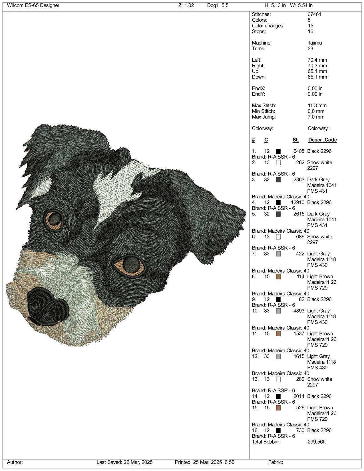 Dog v8 Embroidery Design Files - 3 Size's