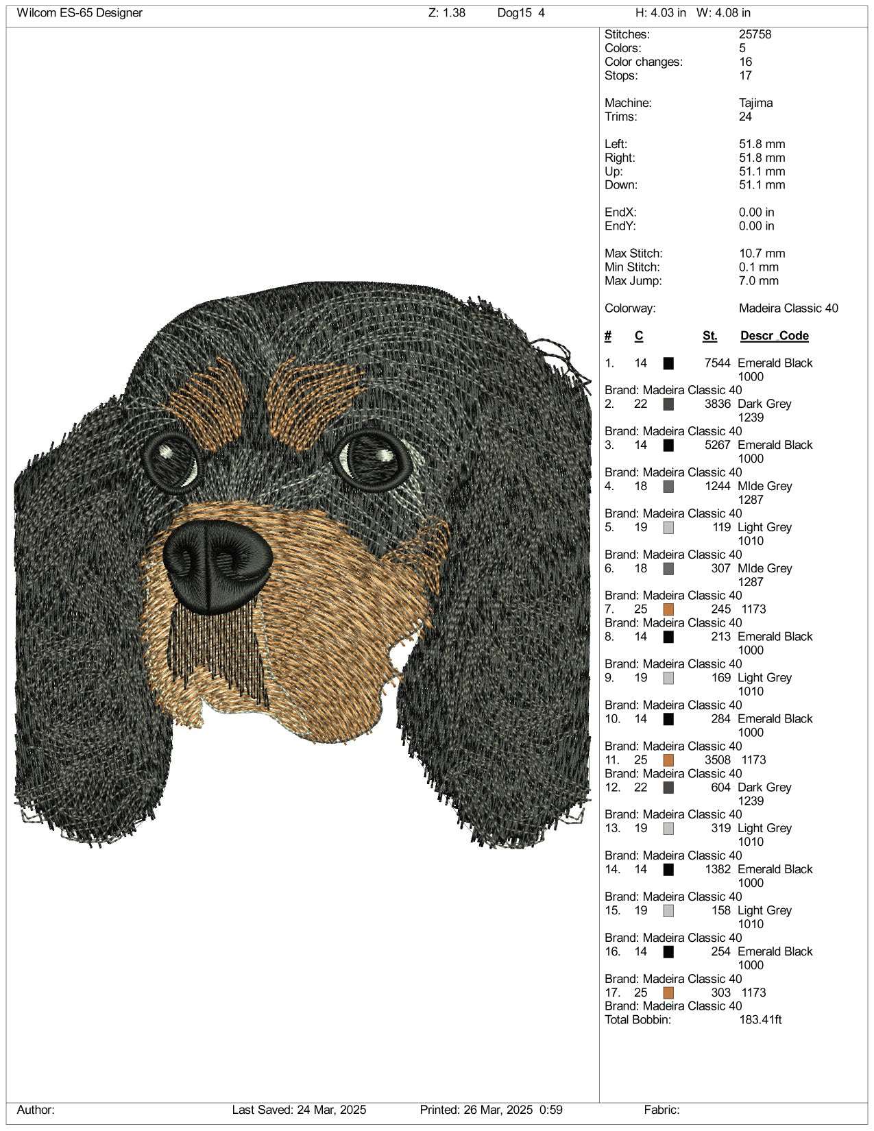 Dog v21 Embroidery Design Files - 3 Size's