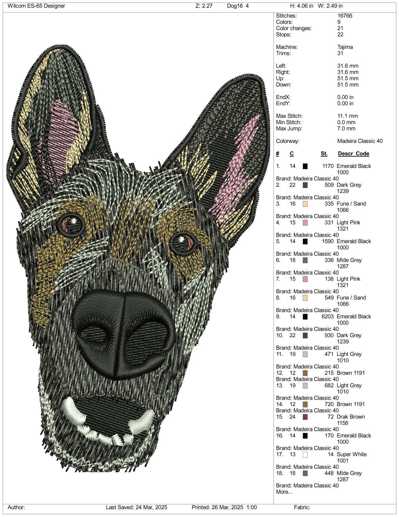 Dog v22 Embroidery Design Files - 3 Size's
