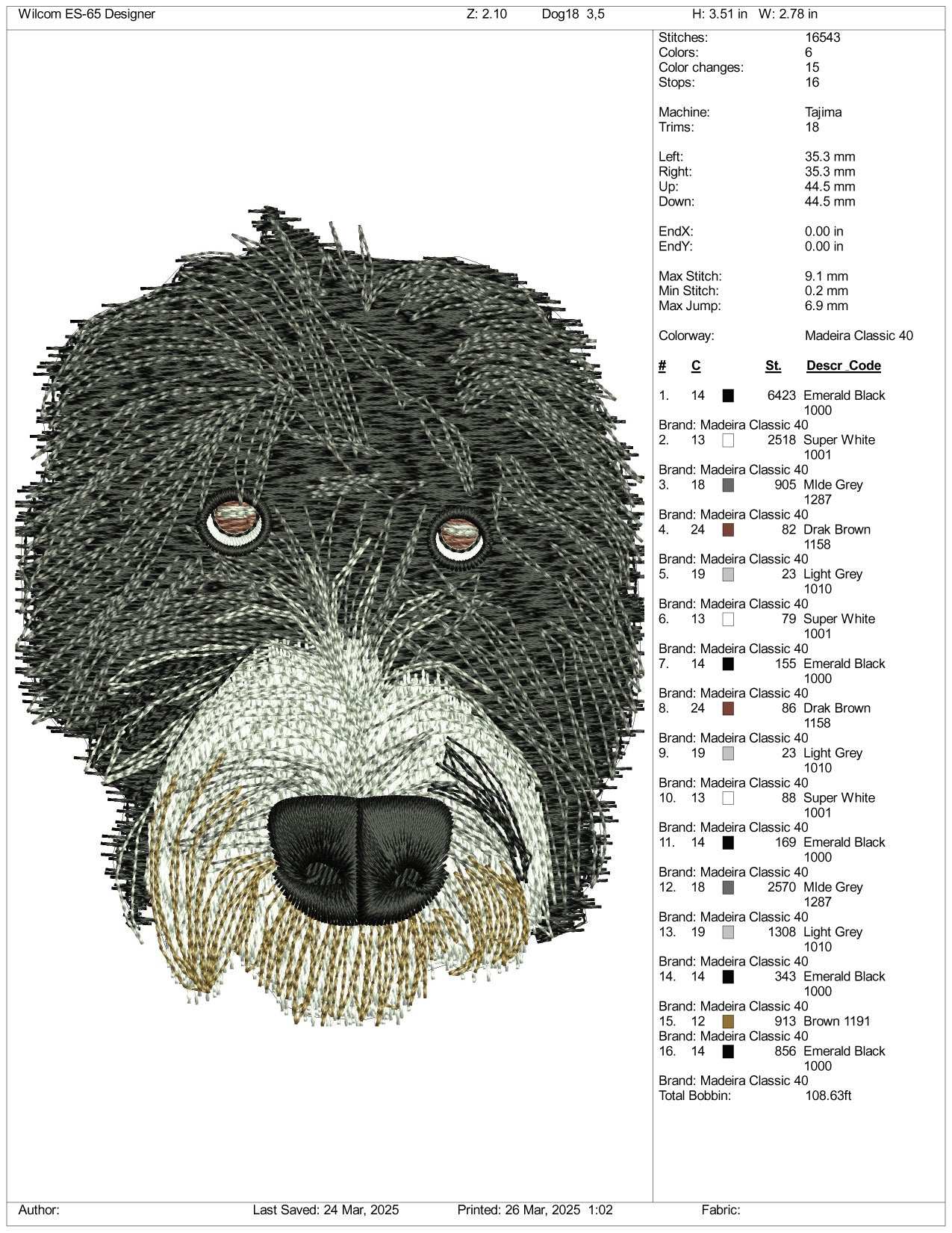 Dog v24 Embroidery Design Files - 3 Size's