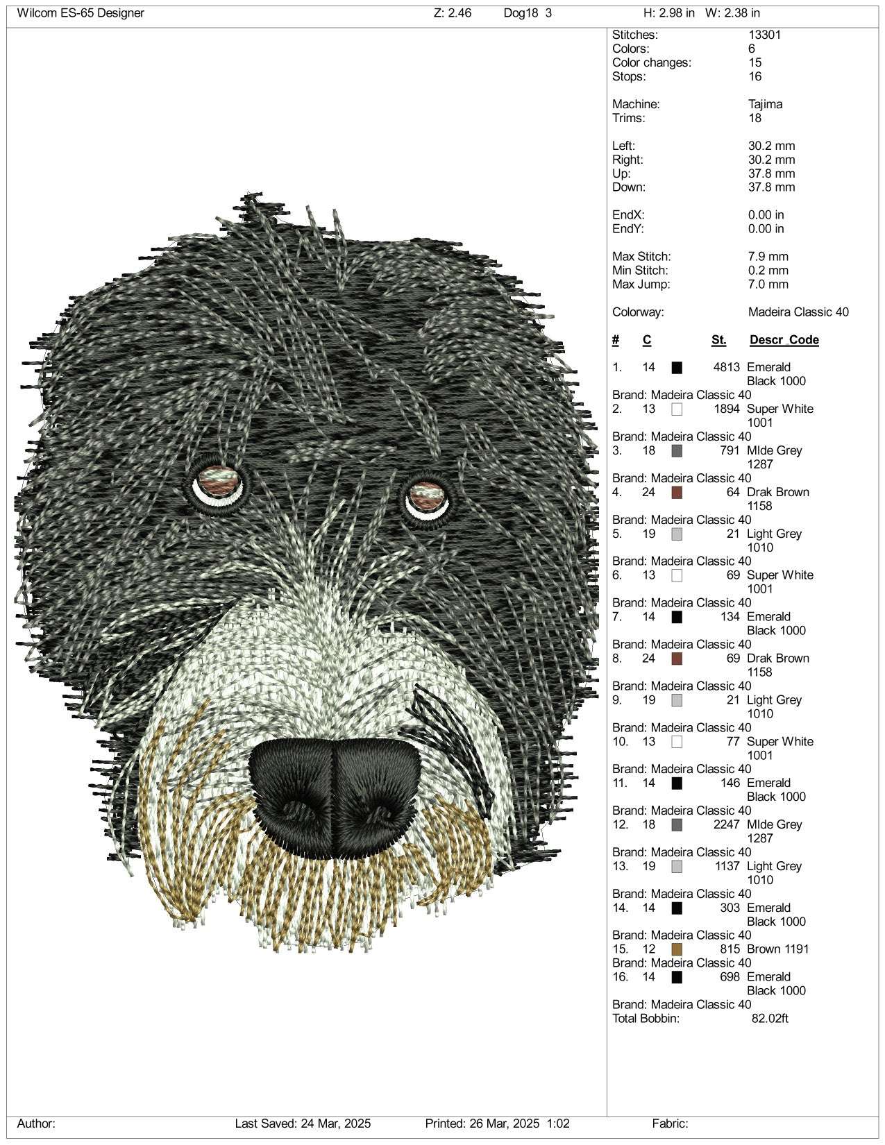 Dog v24 Embroidery Design Files - 3 Size's