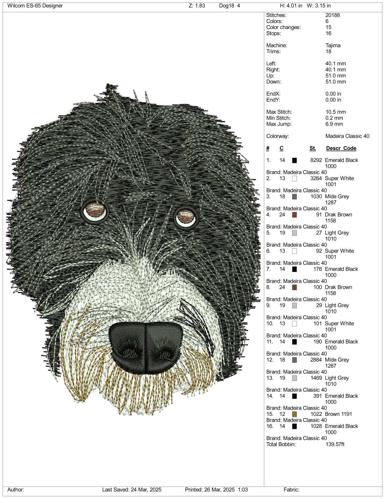 Dog v24 Embroidery Design Files - 3 Size's