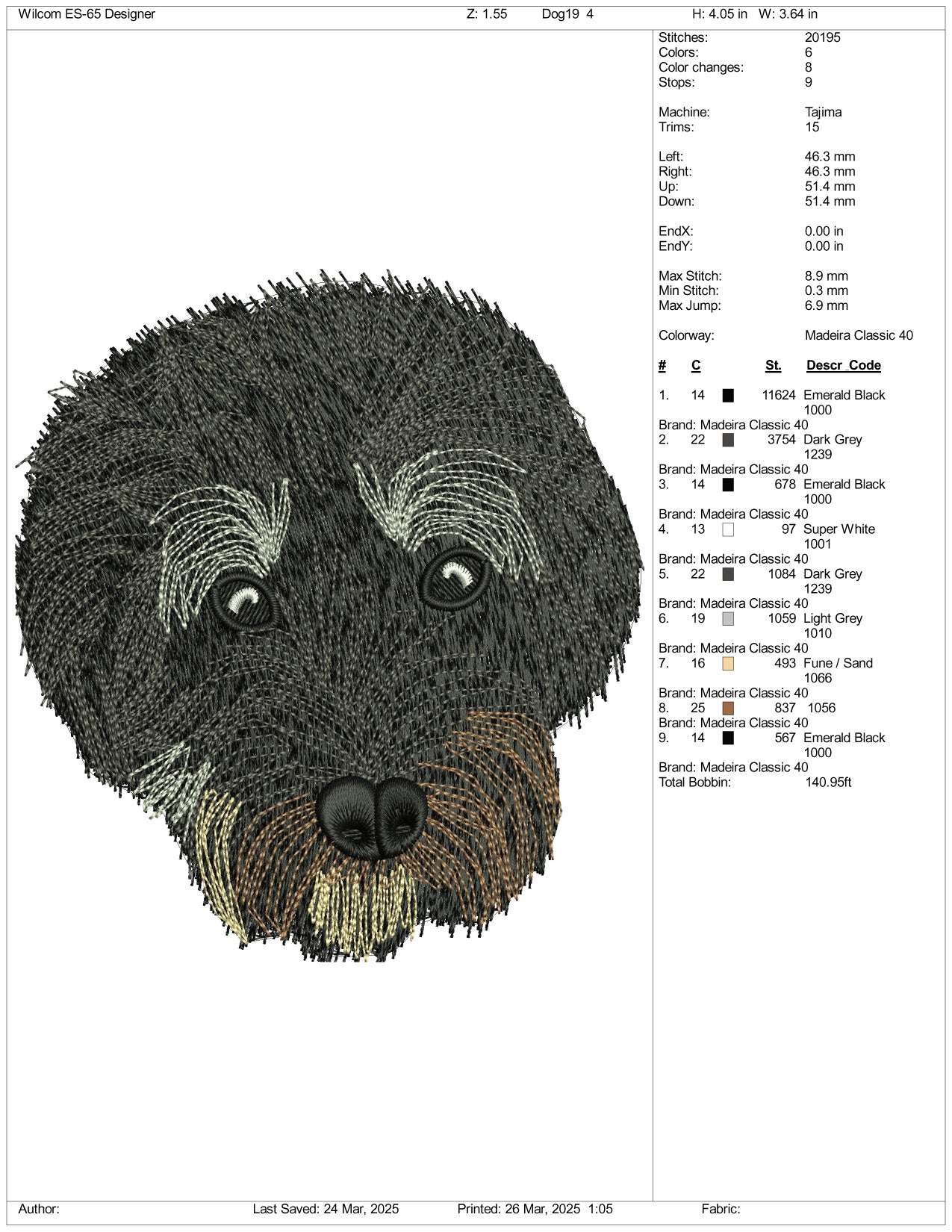 Dog v25 Embroidery Design Files - 3 Size's