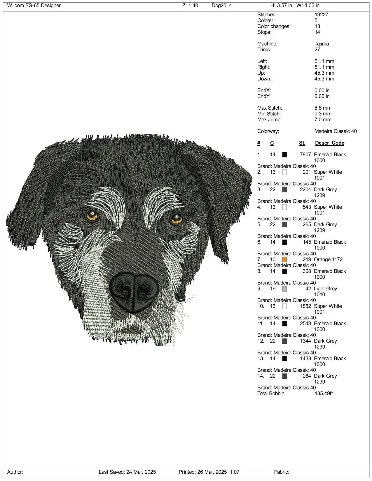 Dog v26 Embroidery Design Files - 3 Size's