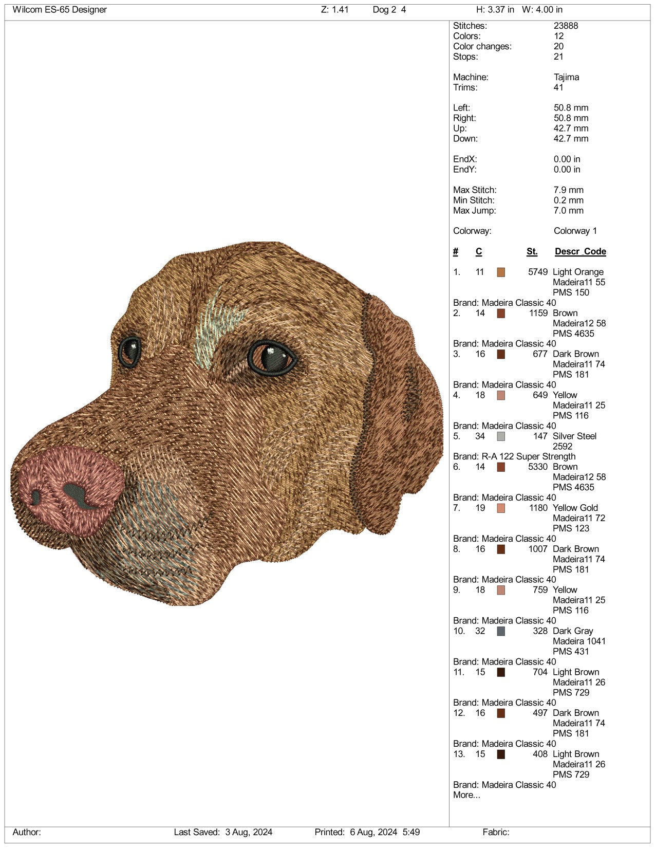 Dog v7 Embroidery Design Files - 3 Size's