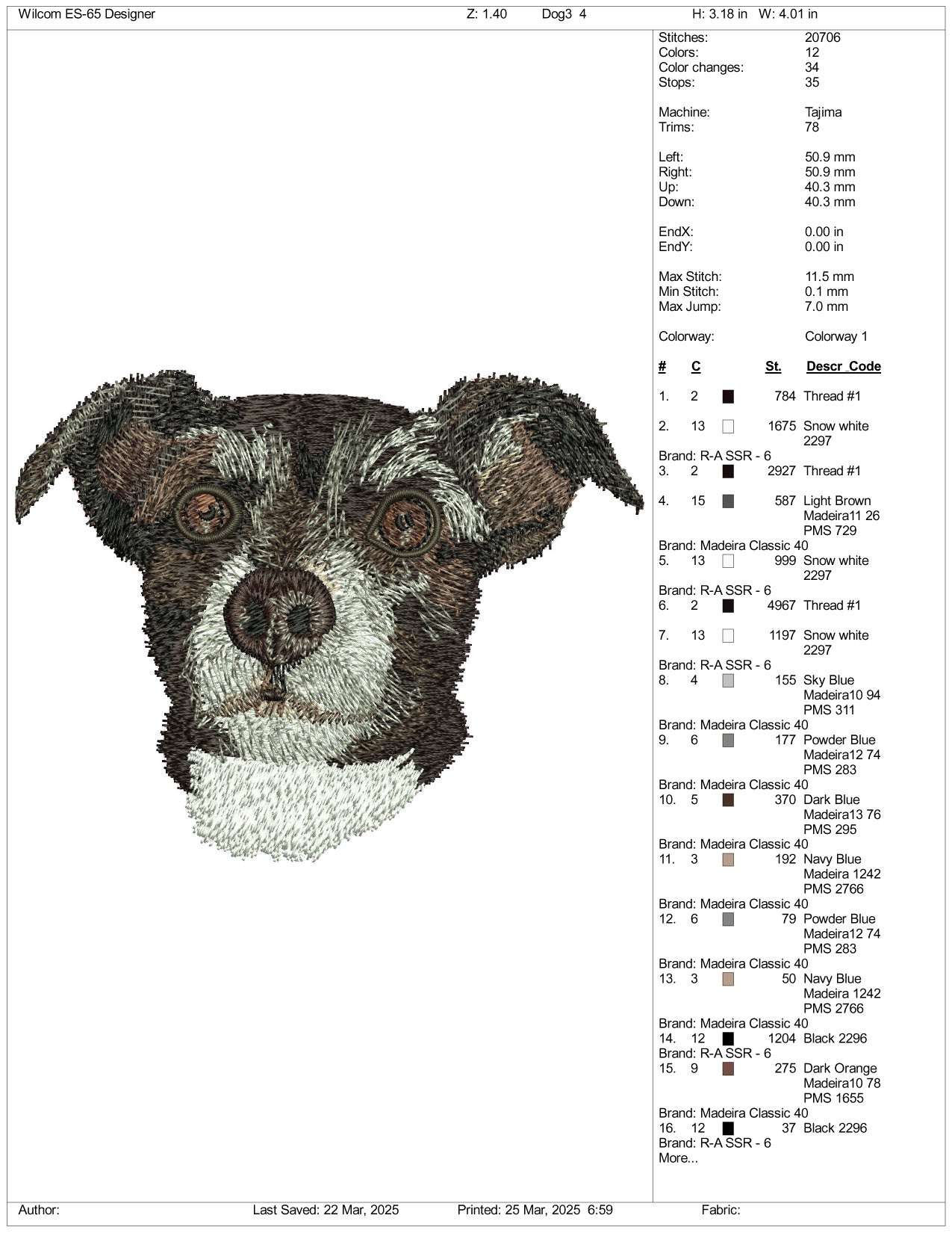 Dog v10 Embroidery Design Files - 3 Size's