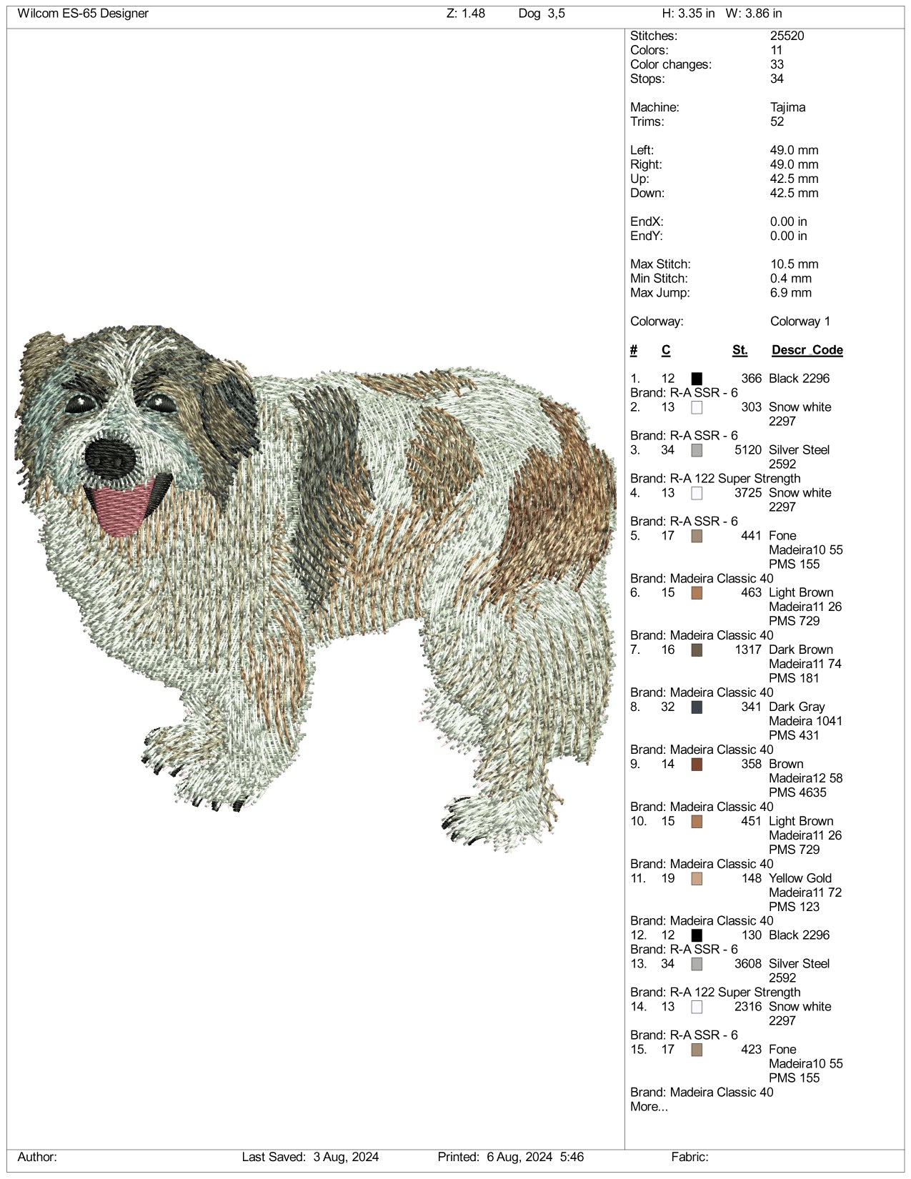 Dog v6 Embroidery Design Files - 3 Size's