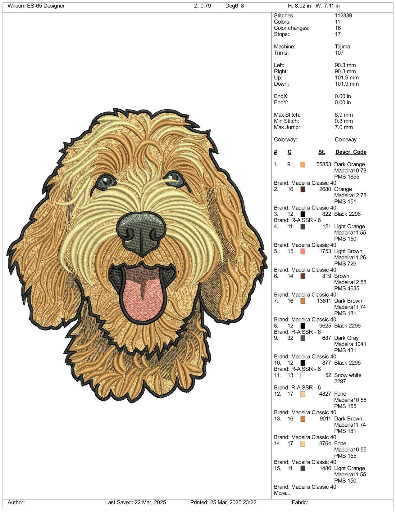 Dog v13 Embroidery Design Files - 3 Size's