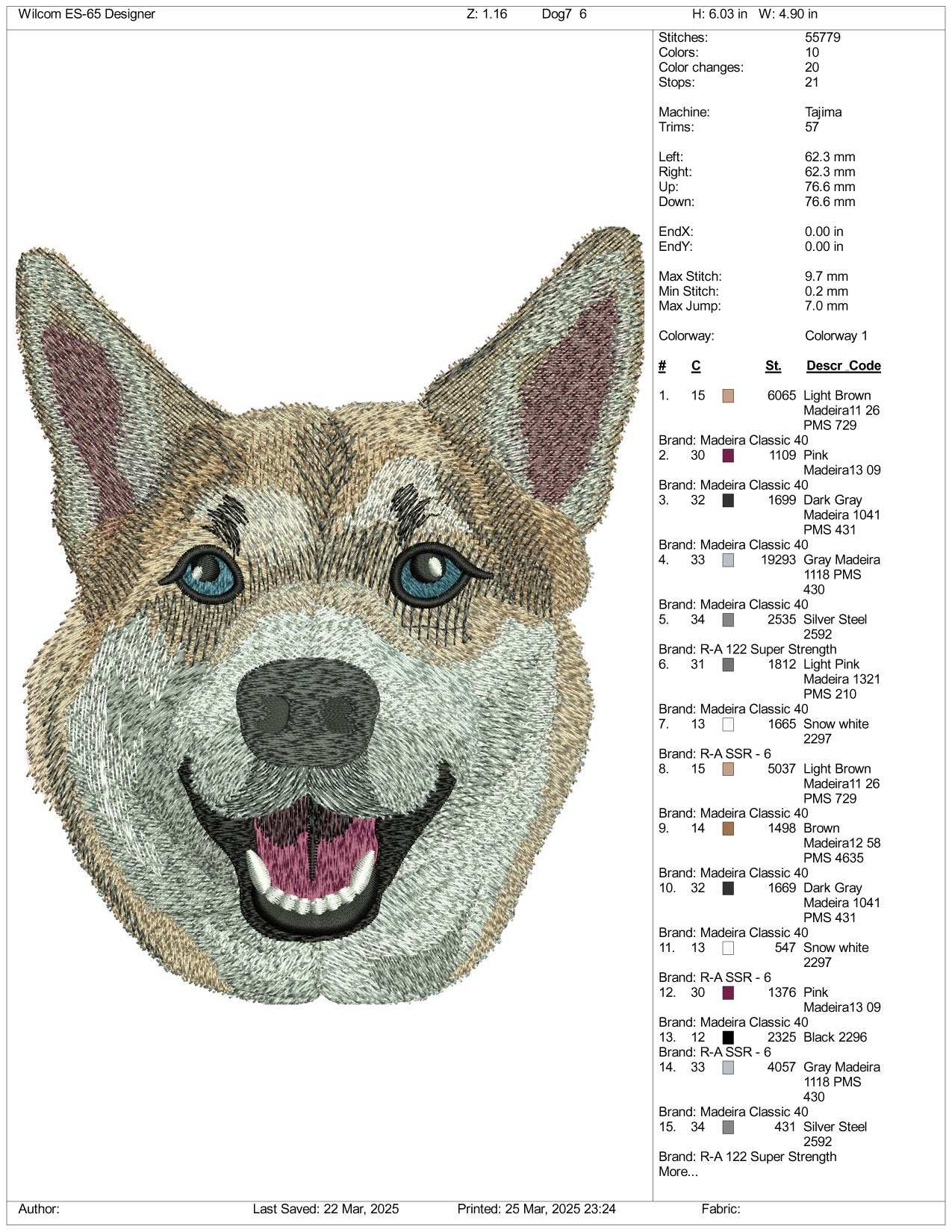 Dog v14 Embroidery Design Files - 3 Size's