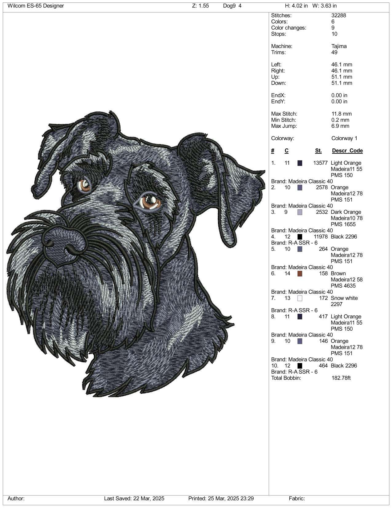 Dog v15 Embroidery Design Files - 3 Size's