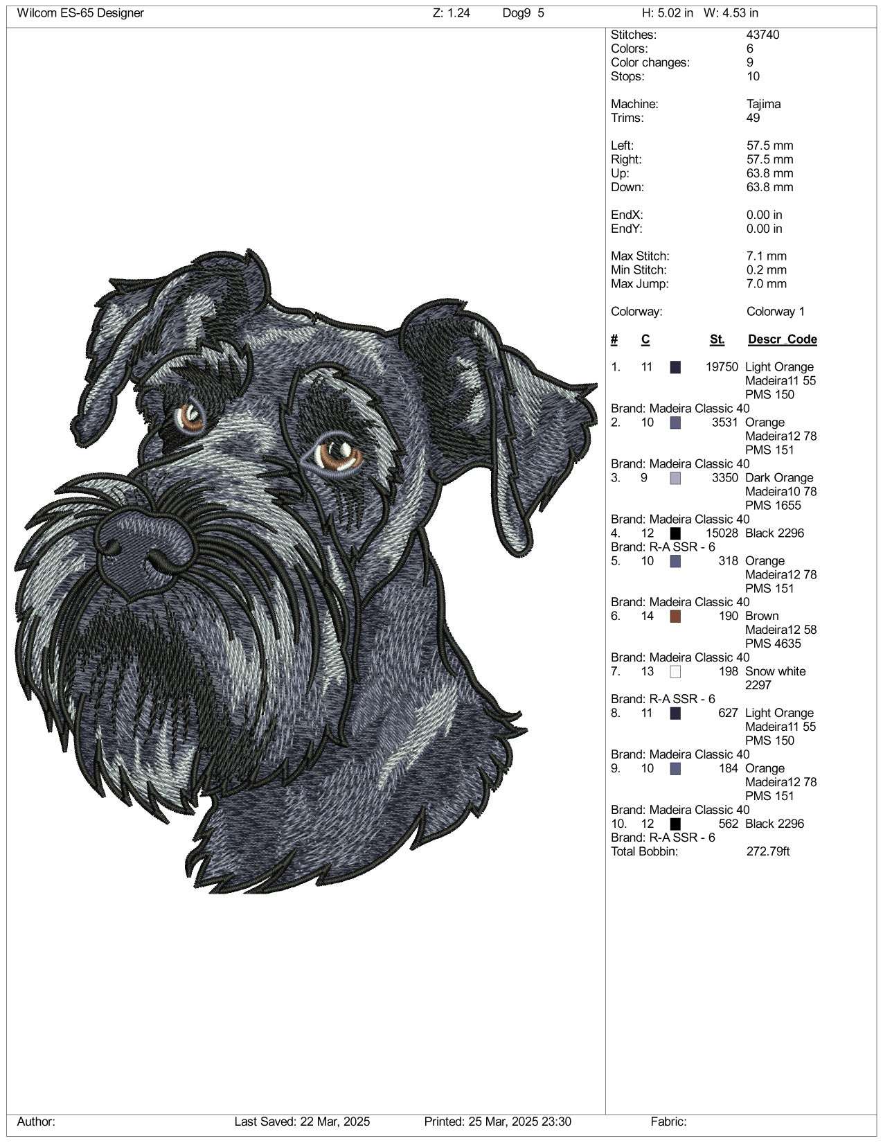 Dog v15 Embroidery Design Files - 3 Size's