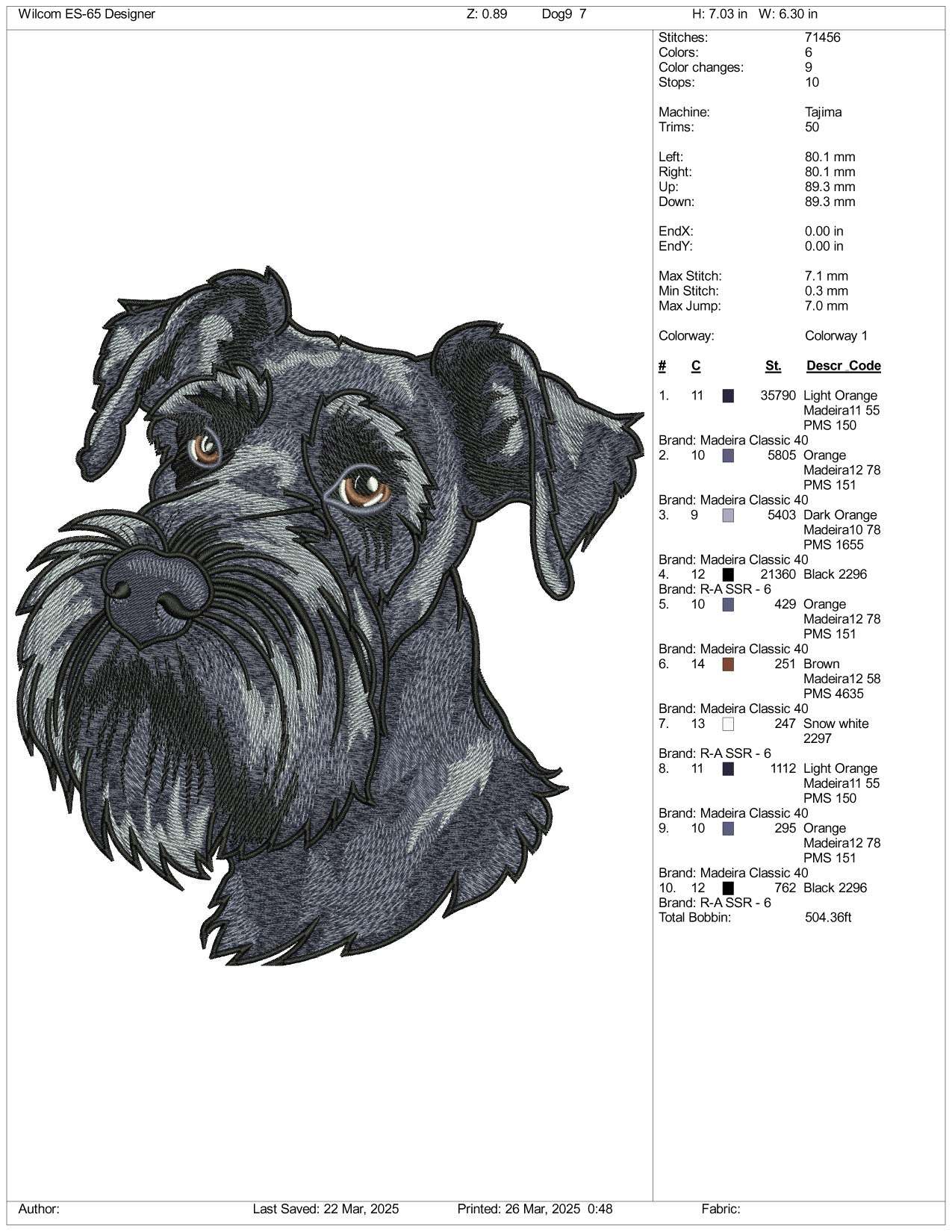 Dog v15 Embroidery Design Files - 3 Size's