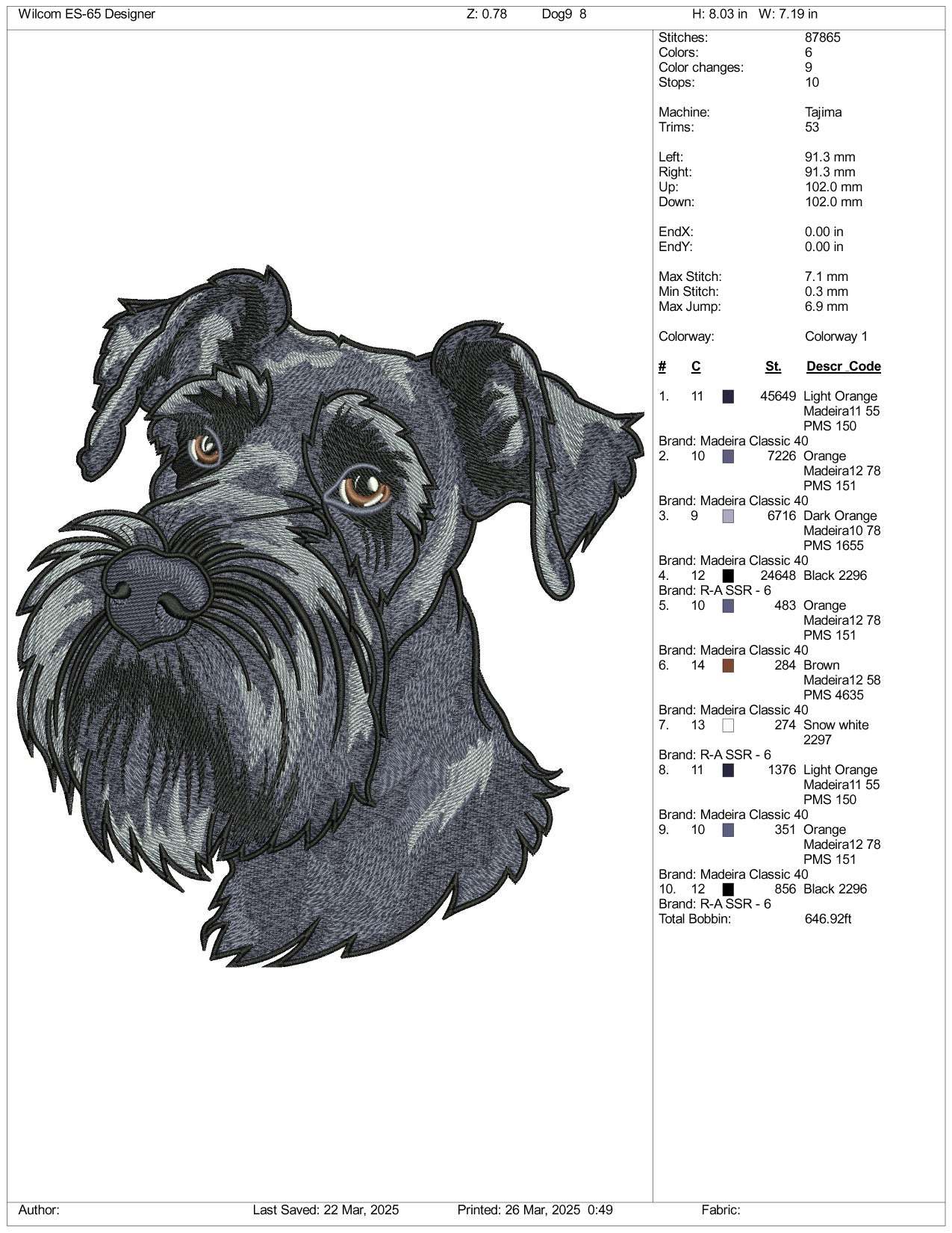 Dog v15 Embroidery Design Files - 3 Size's