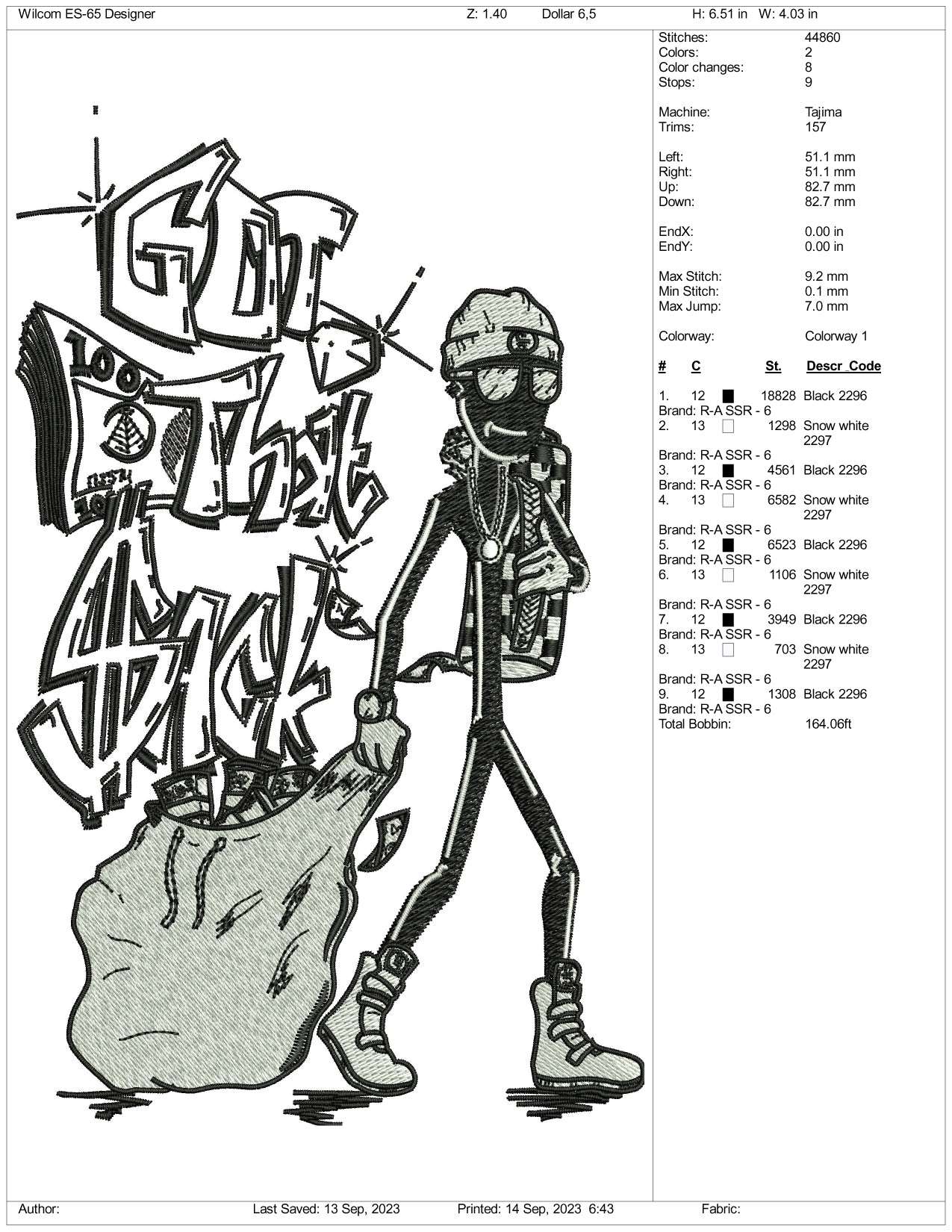 Got That Sack Embroidery Design Files - 3 Size's