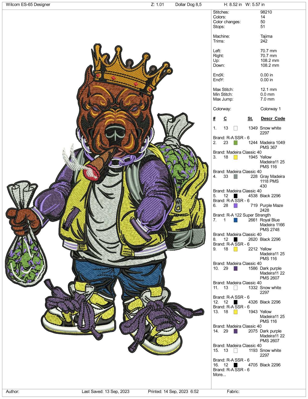 Cool Bad Ass Dog Embroidery Design Files - 3 Size's