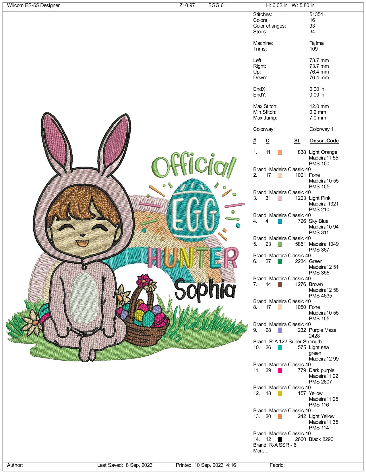 Official Egg Hunter Embroidery Design Files - 3 Size's