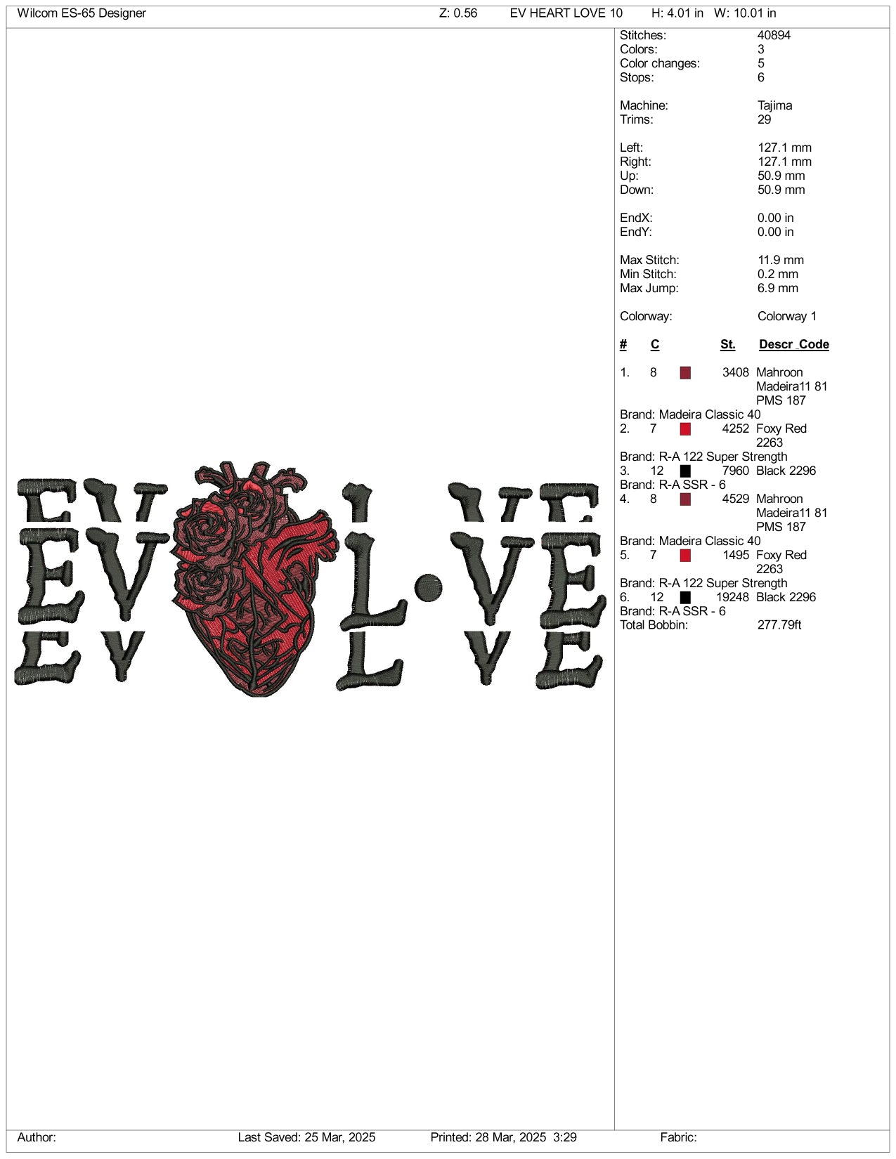 Evolve Heart Embroidery Design Files - 3 Size's