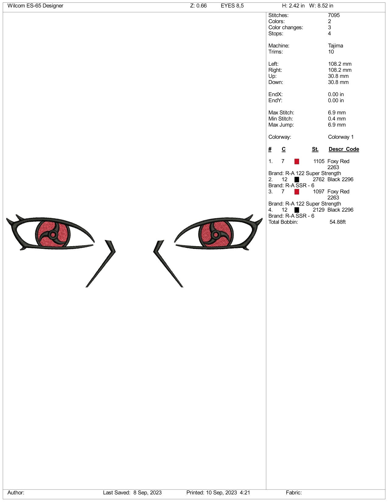 Devil Eyes Embroidery Design Files - 3 Size's