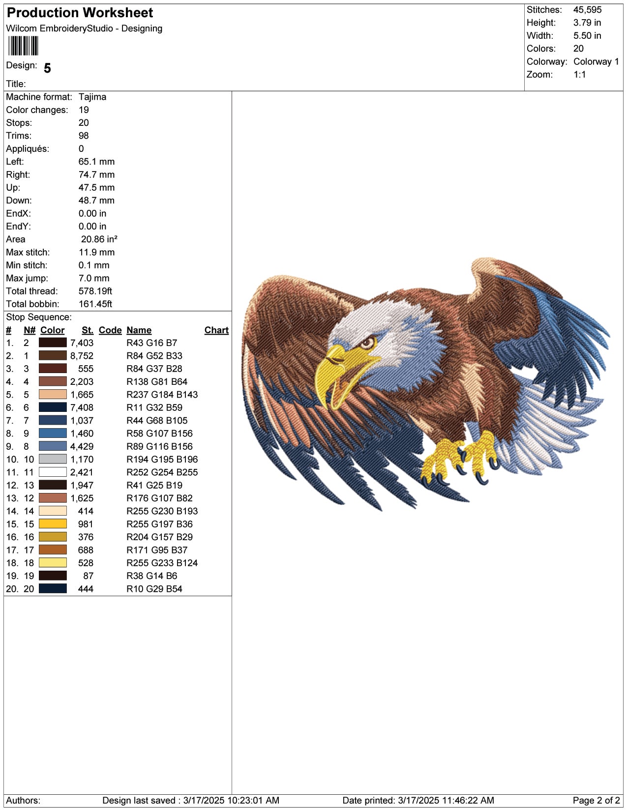 Angry Eagle Embroidery Design Files - 9 Size's