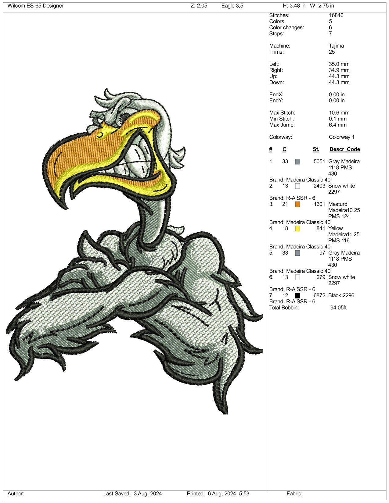 Pelican Embroidery Files - 3 Size's
