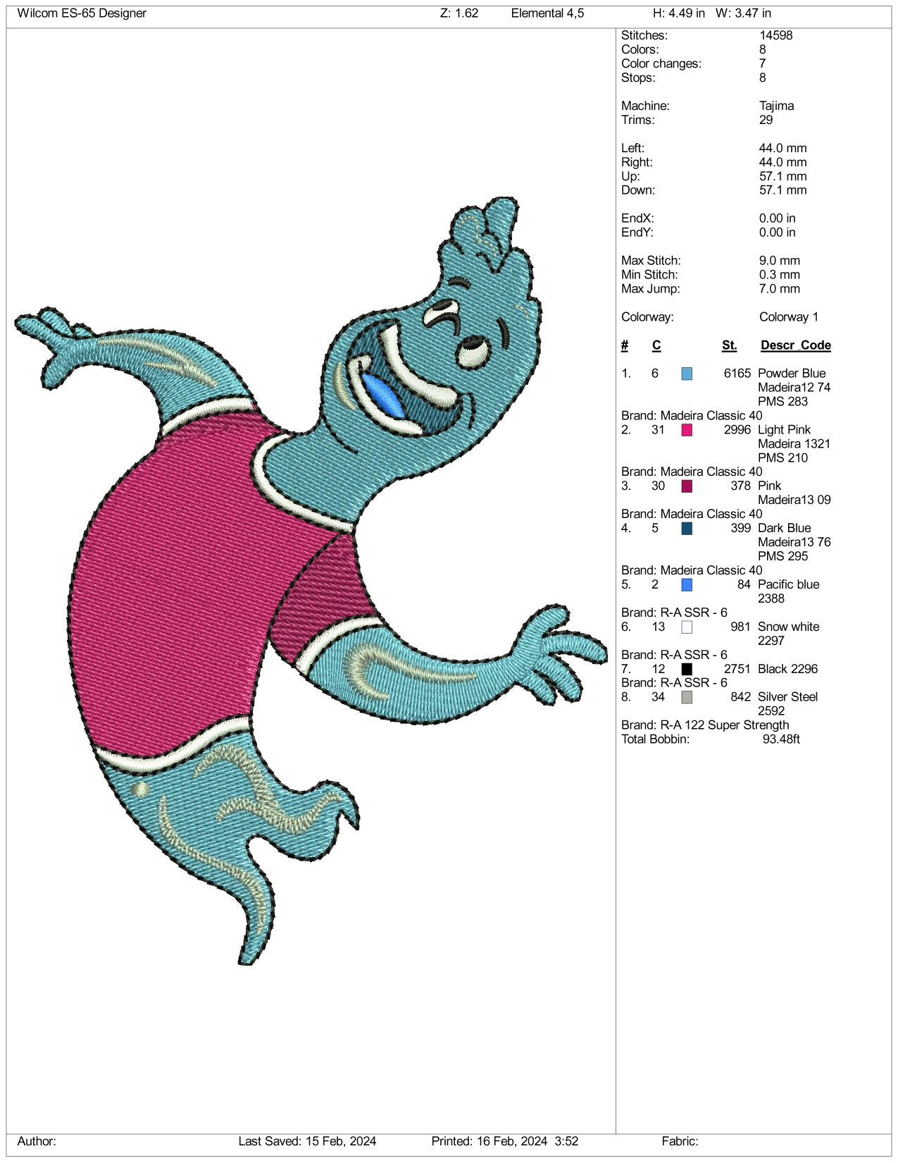 Archivos de diseño de bordado de Wade - 3 tamaños