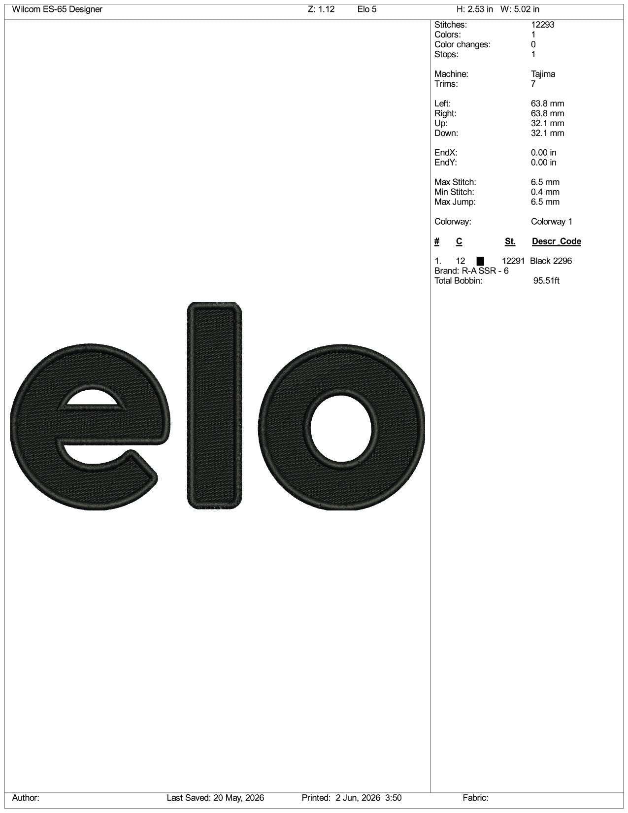 Elo Logo Embroidery Design Files - 3 Size's