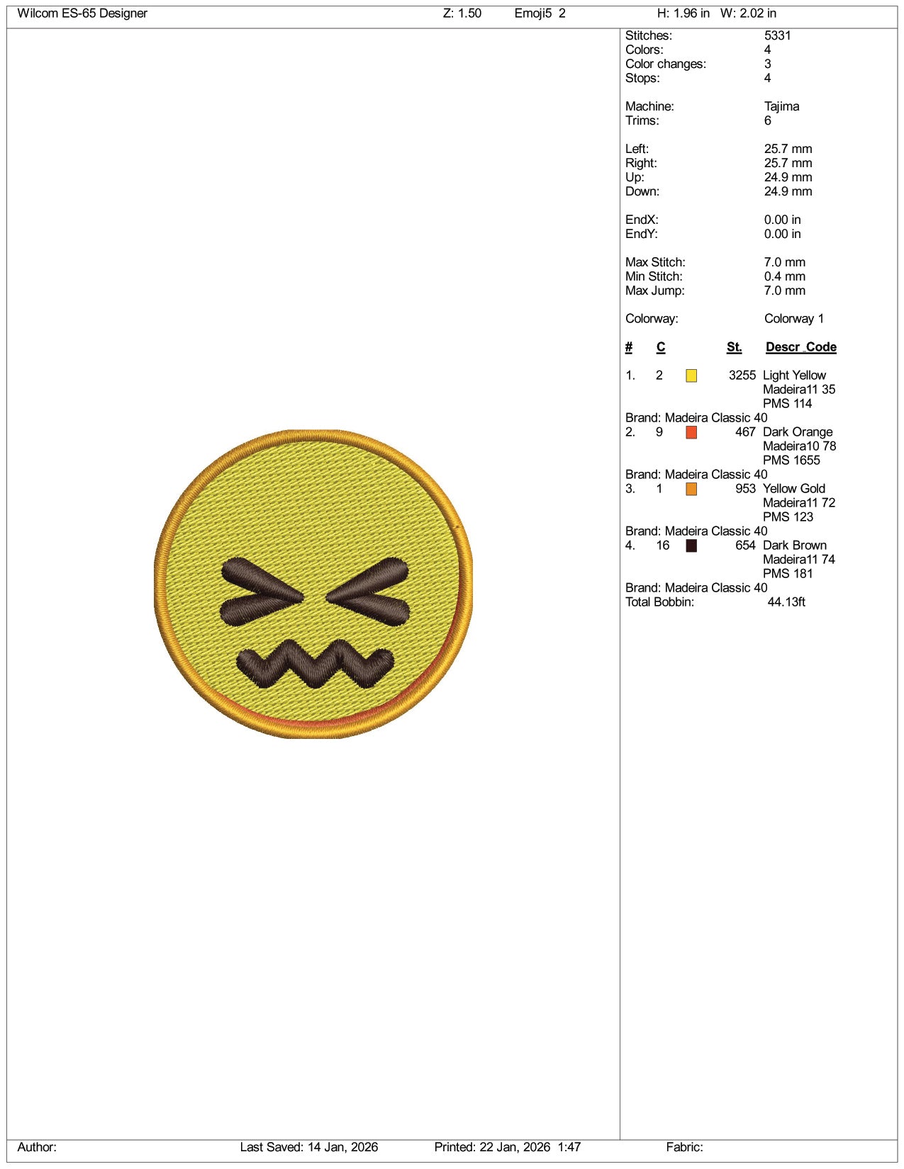 Confounded Face Emoji Embroidery Design Files - 3 Size's