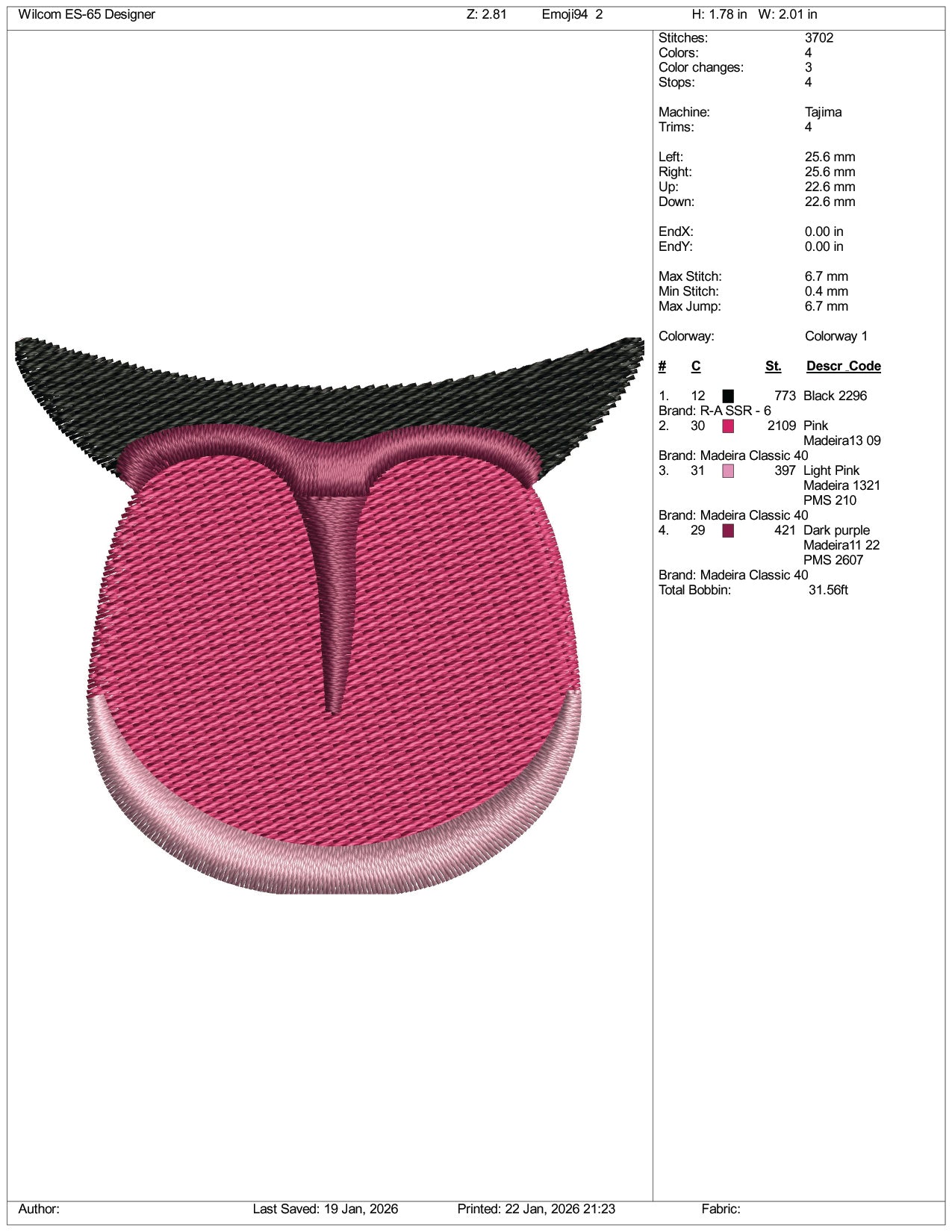 Tongue Emoji Embroidery Design Files - 3 Size's